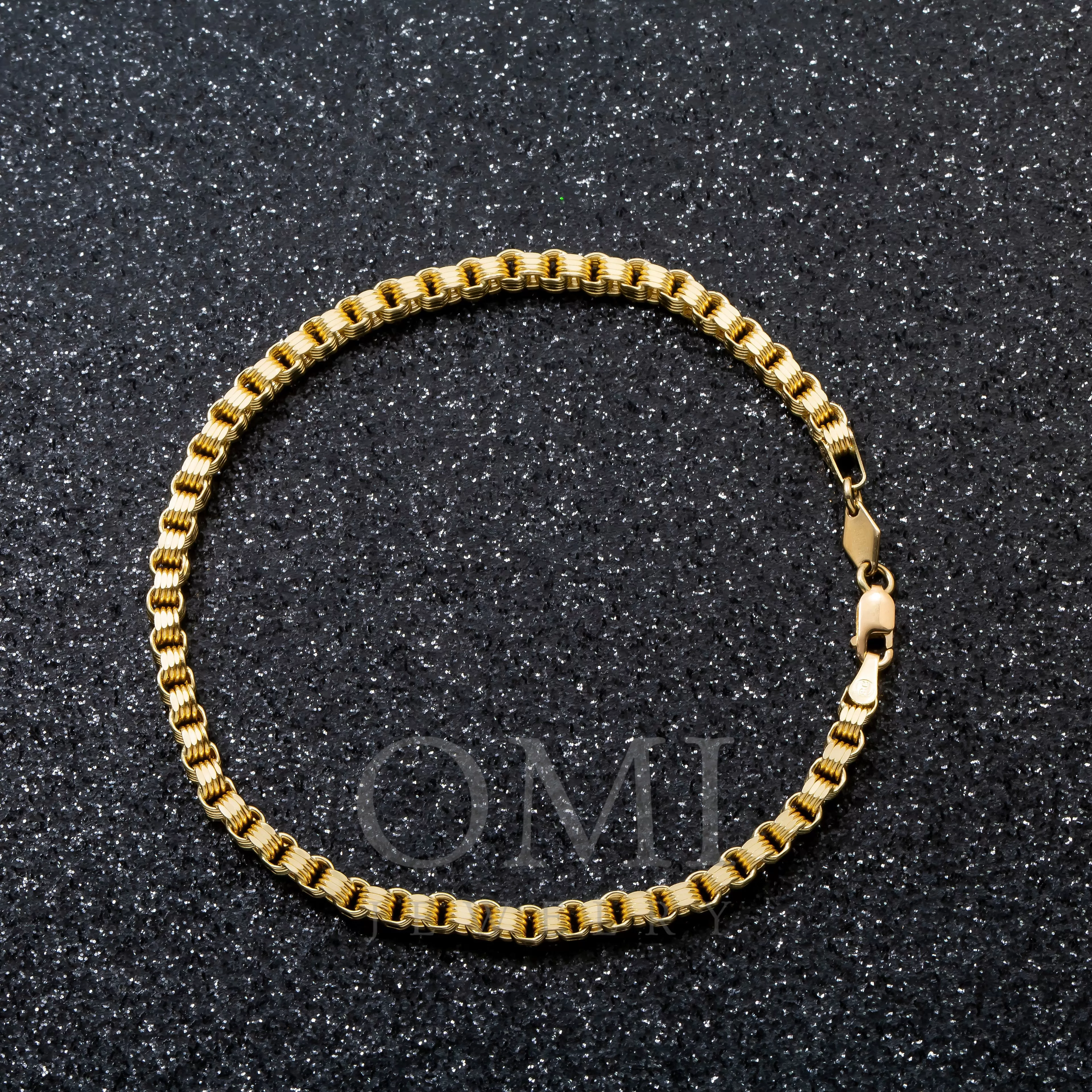 10K GOLD HOLLOW BOX BYZANTINE CHAIN BRACELET