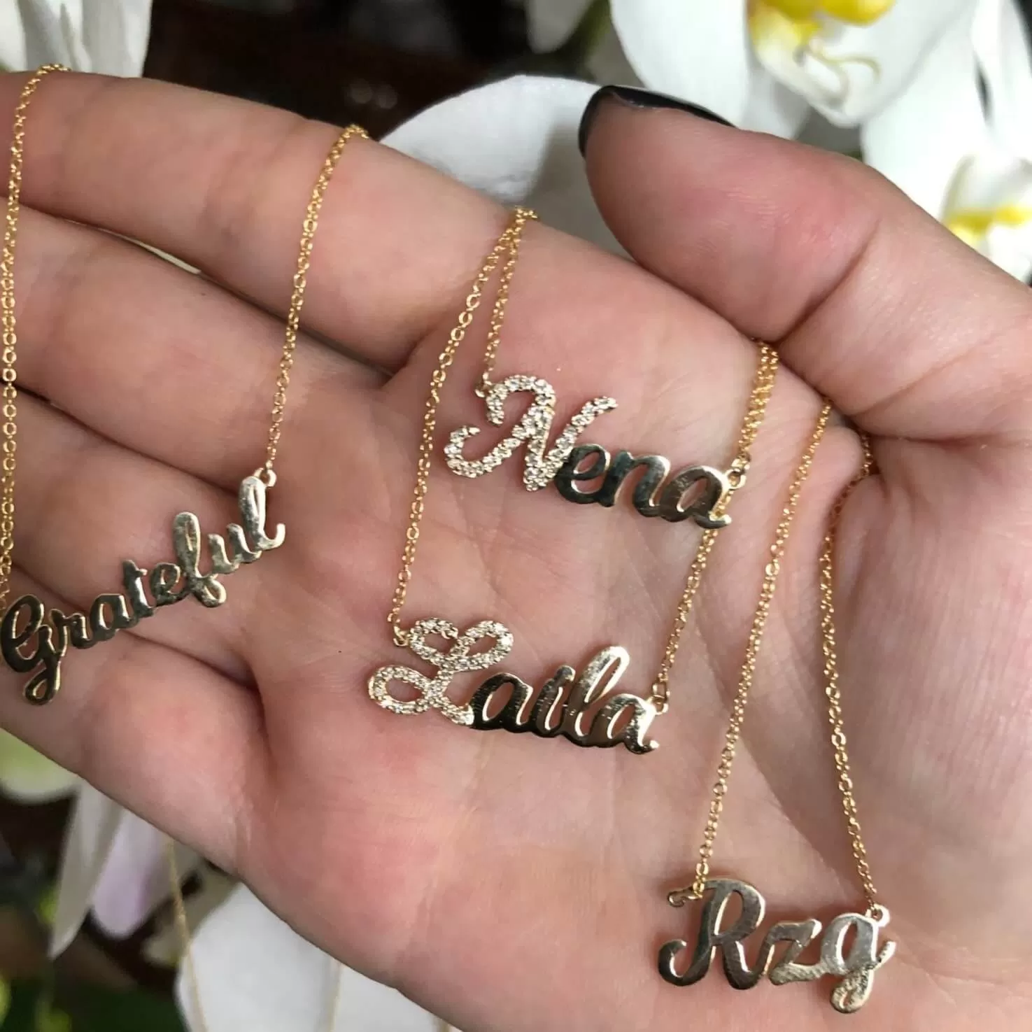 14K Gold Diamond First Letter Name Necklace