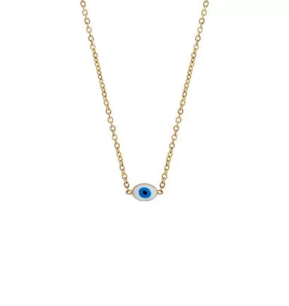 14k Tiny Enamel Eye Necklace