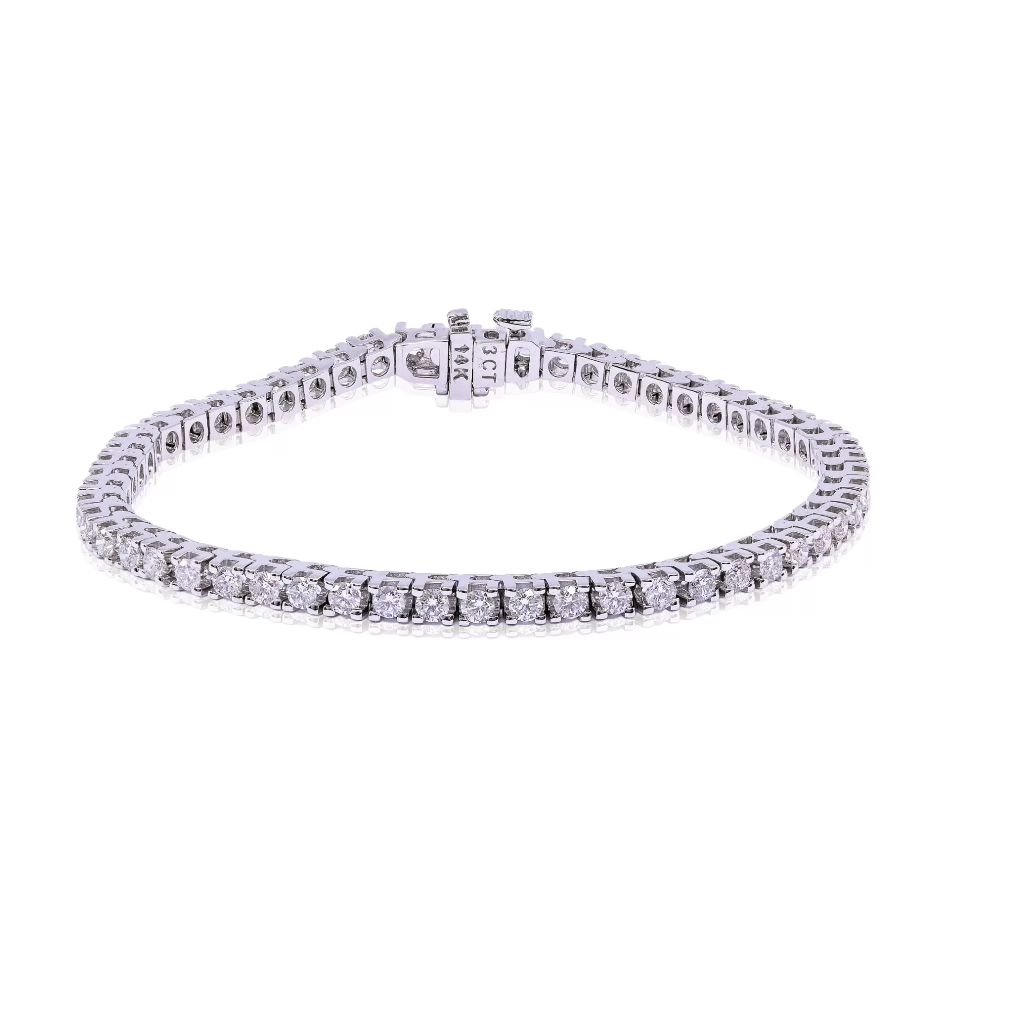 14K WHITE GOLD DIAMOND TENNIS BRACELET - 3.00CTW