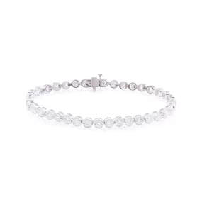 18K WHITE GOLD 7-INCH MILGRAIN DETAILED BEZEL-SET DIAMOND TENNIS BRACELET 5.65CTW