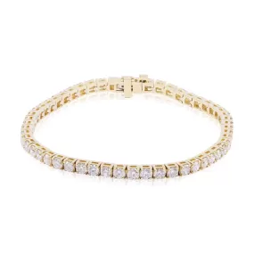 18K YELLOW GOLD STRAIGHT LINE TENNIS BRACELET WITH ROUND DIAMONDS 5.54CTW