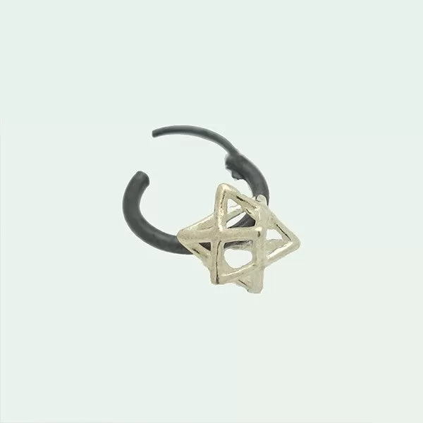 3D Magen David Charm Earring