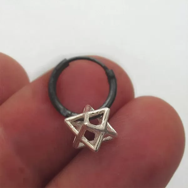 3D Magen David Charm Earring