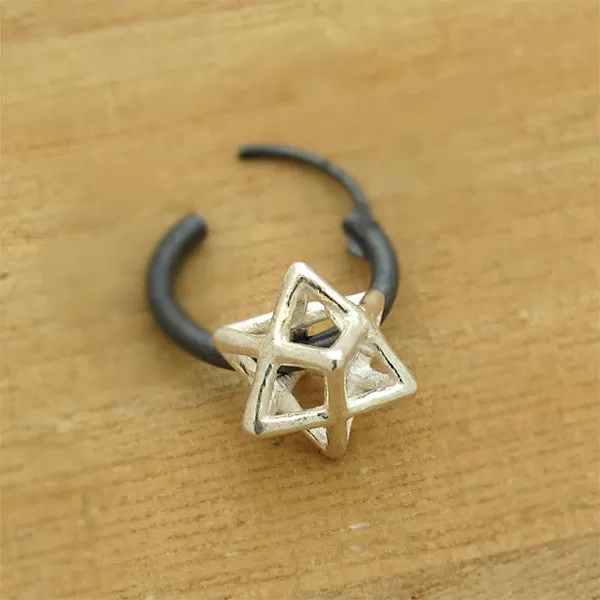 3D Magen David Charm Earring