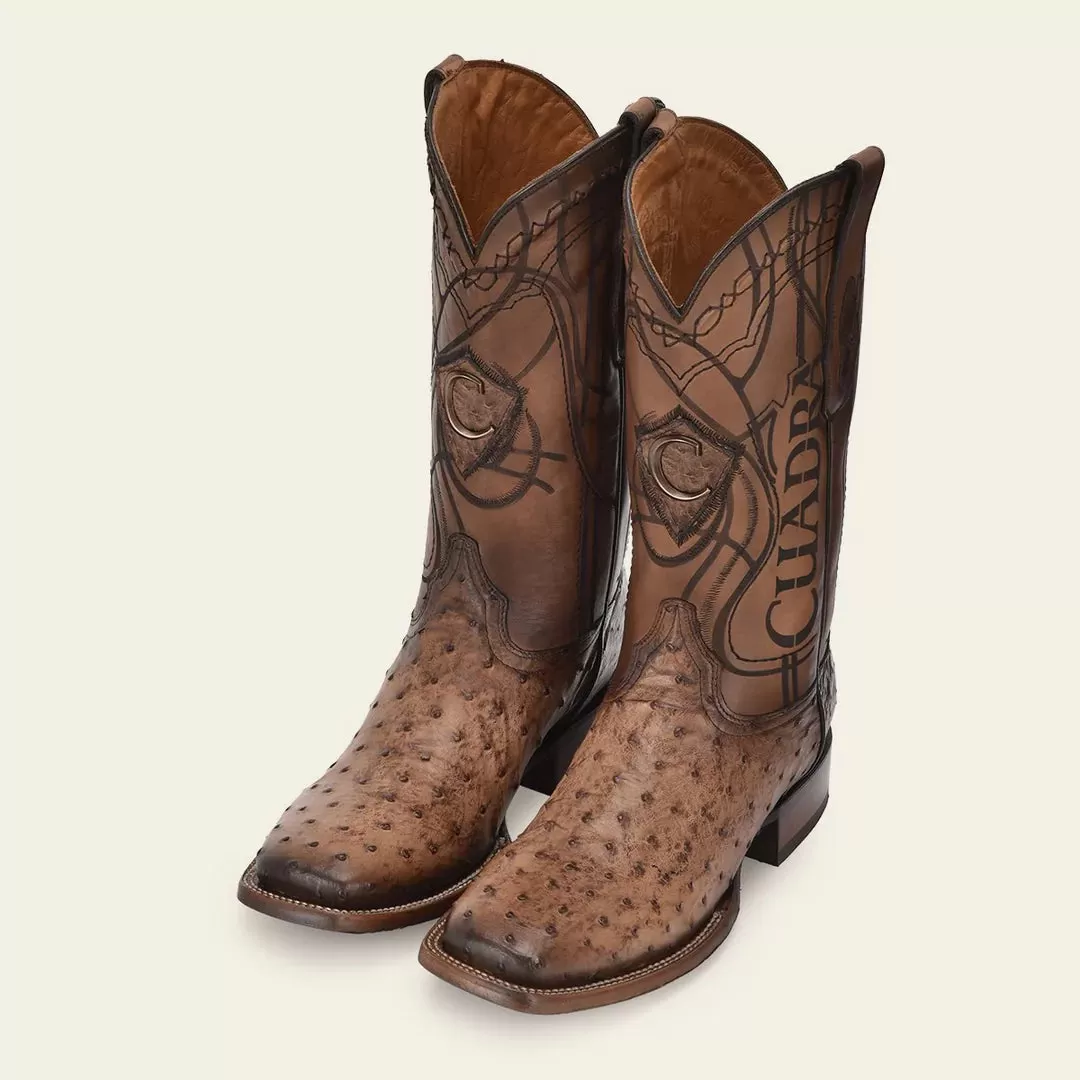 3Z2LA1 - Cuadra almond western cowboy rodeo ostrich boots for men