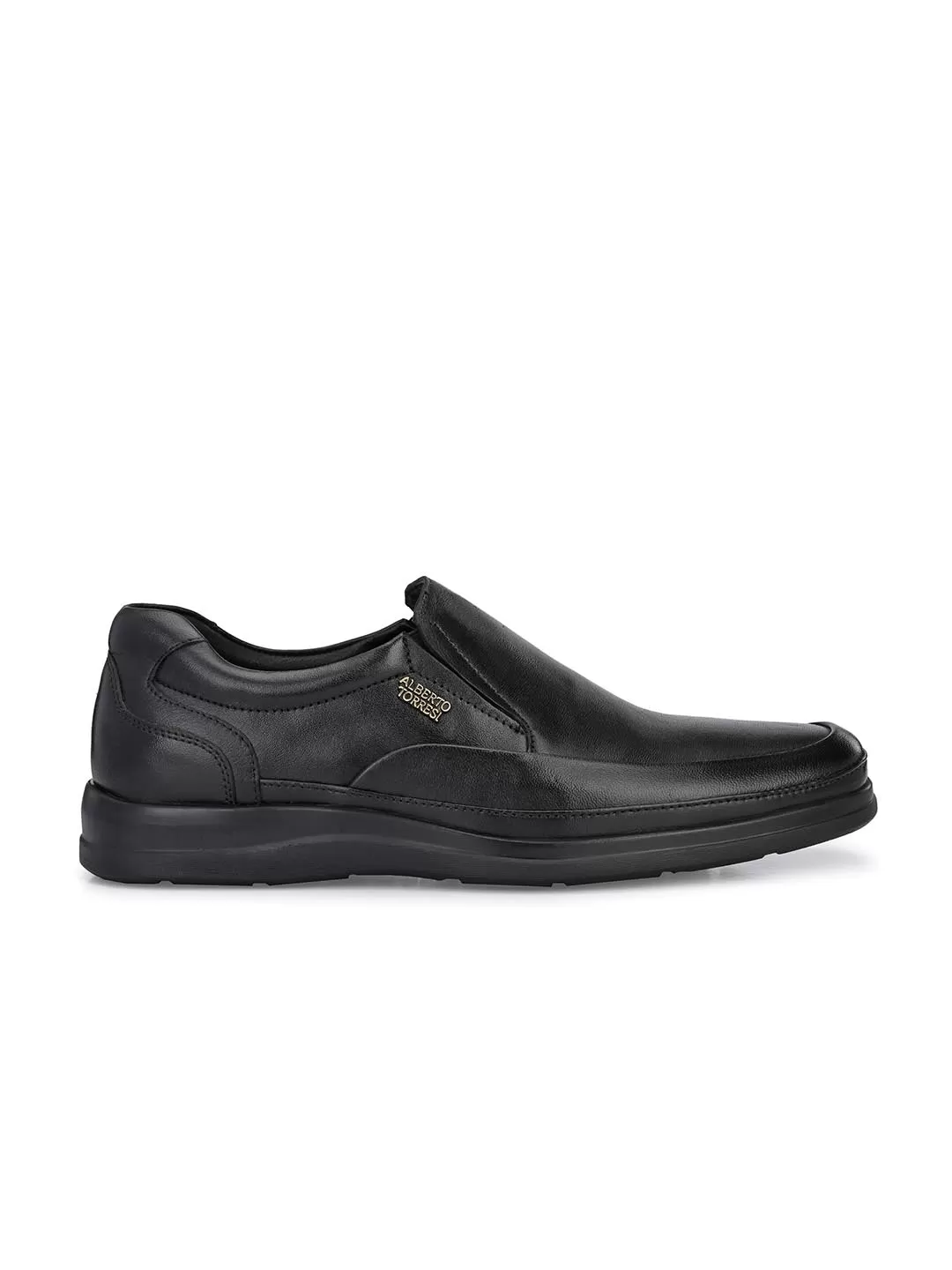 Alberto Torresi Genuine Leather Black Slipon Formal Shoes for Men