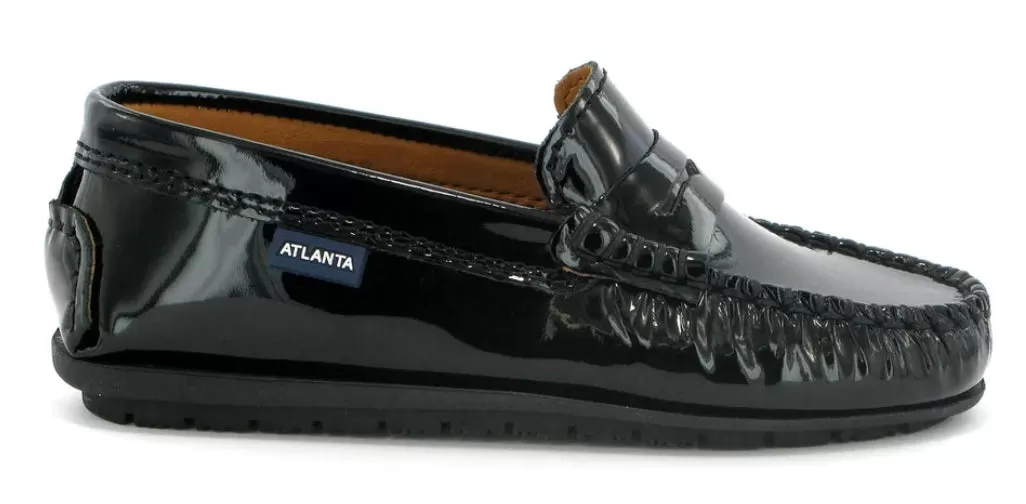 Altanta Moccasin Black Patent Leather Penny Loafer