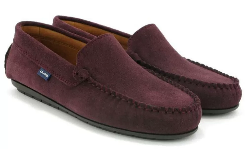 Altanta Moccasin Burgundy Suede Leather Loafer