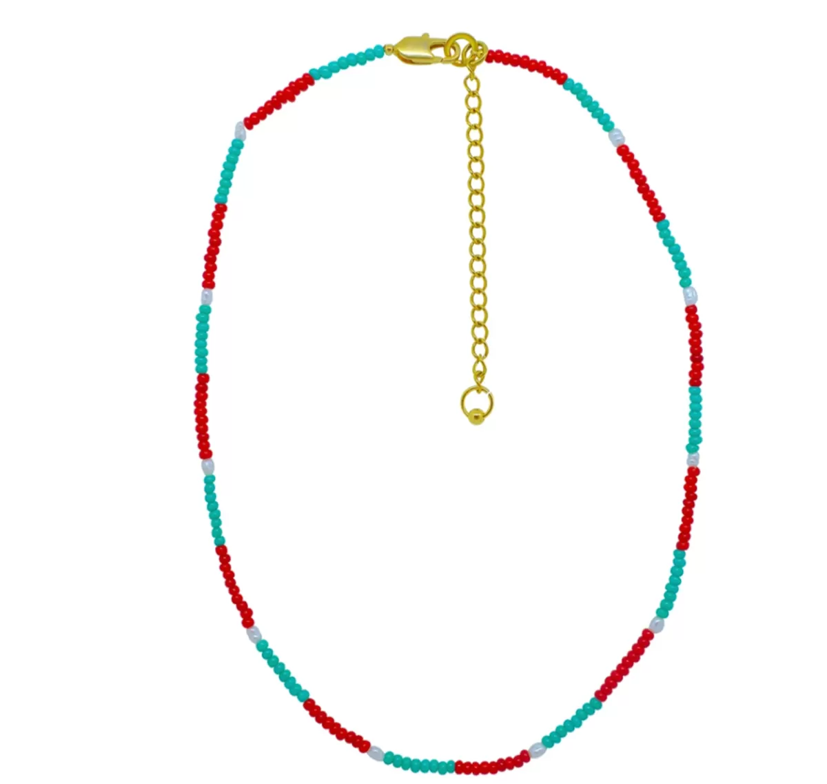 Aqua/ Red Mini Necklace