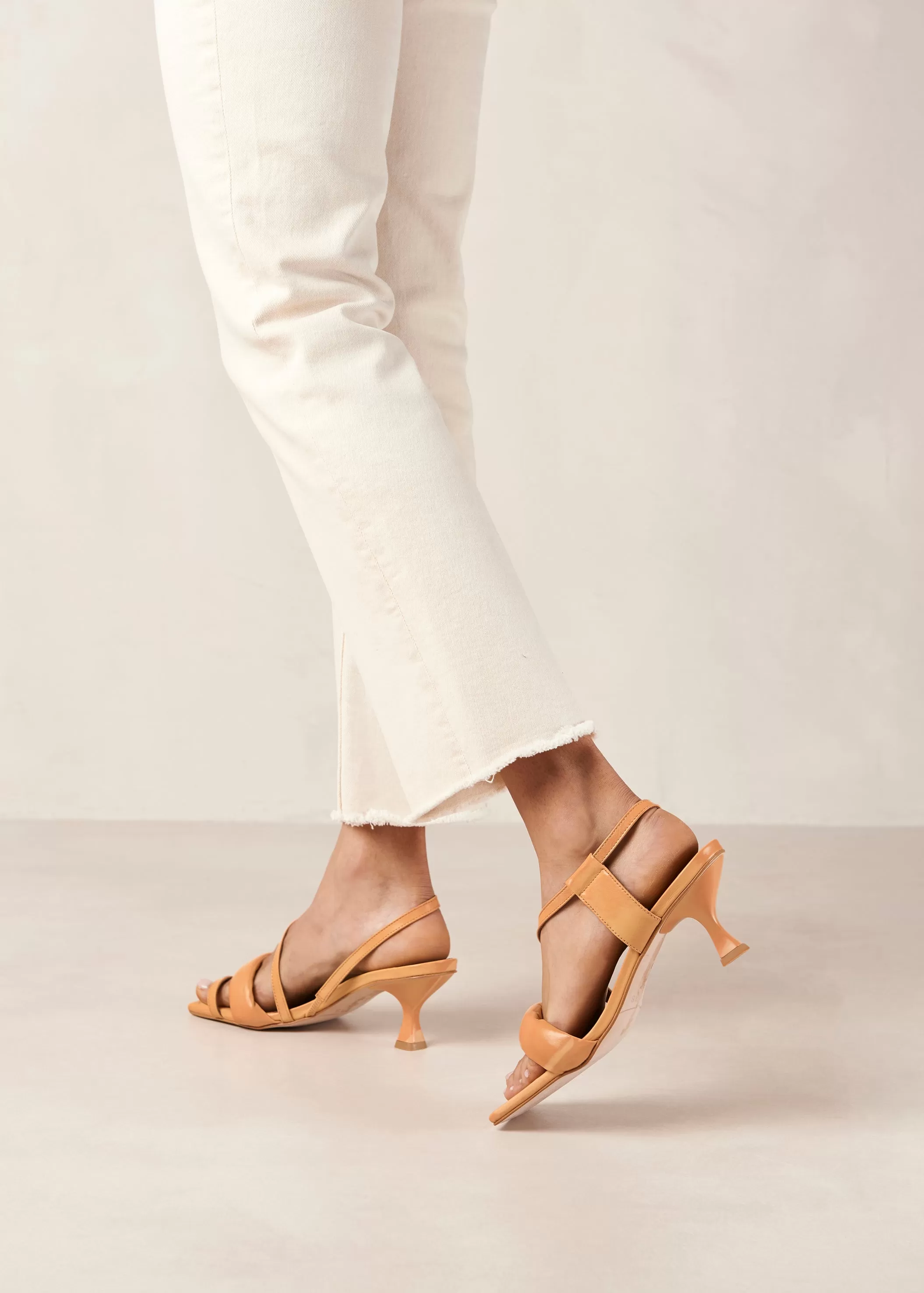 Asymmetric Straps Tangy Orange Leather Sandals