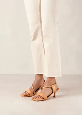 Asymmetric Straps Tangy Orange Leather Sandals