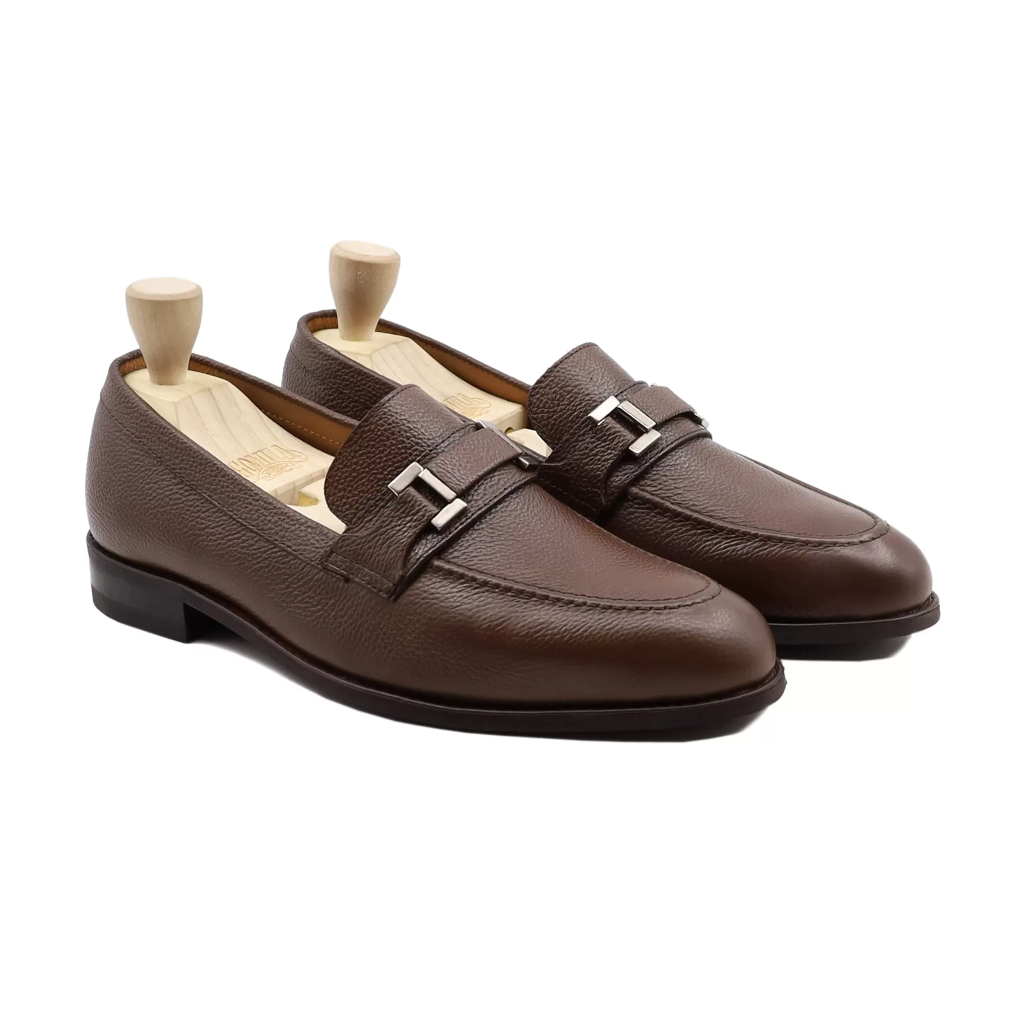 Athena - Men's Brown  Pebble Grain Loafer