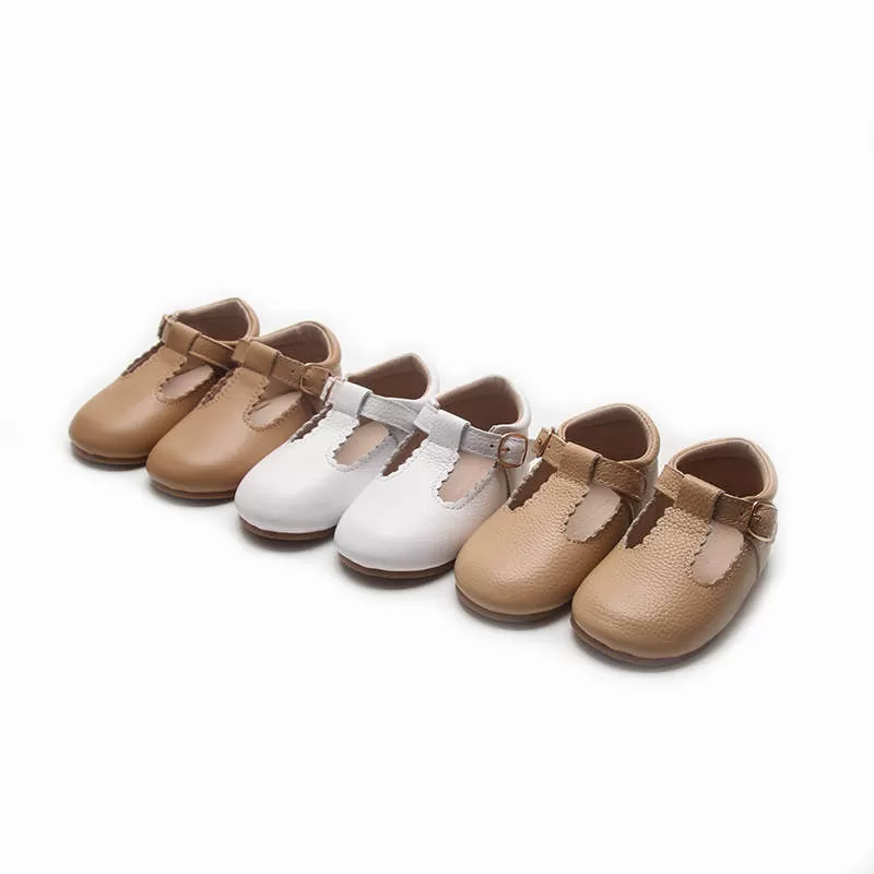 Baby, Toddler & Girls T-bars in Tan - Classic Style Shoe