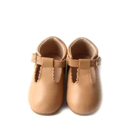 Baby, Toddler & Girls T-bars in Tan - Classic Style Shoe