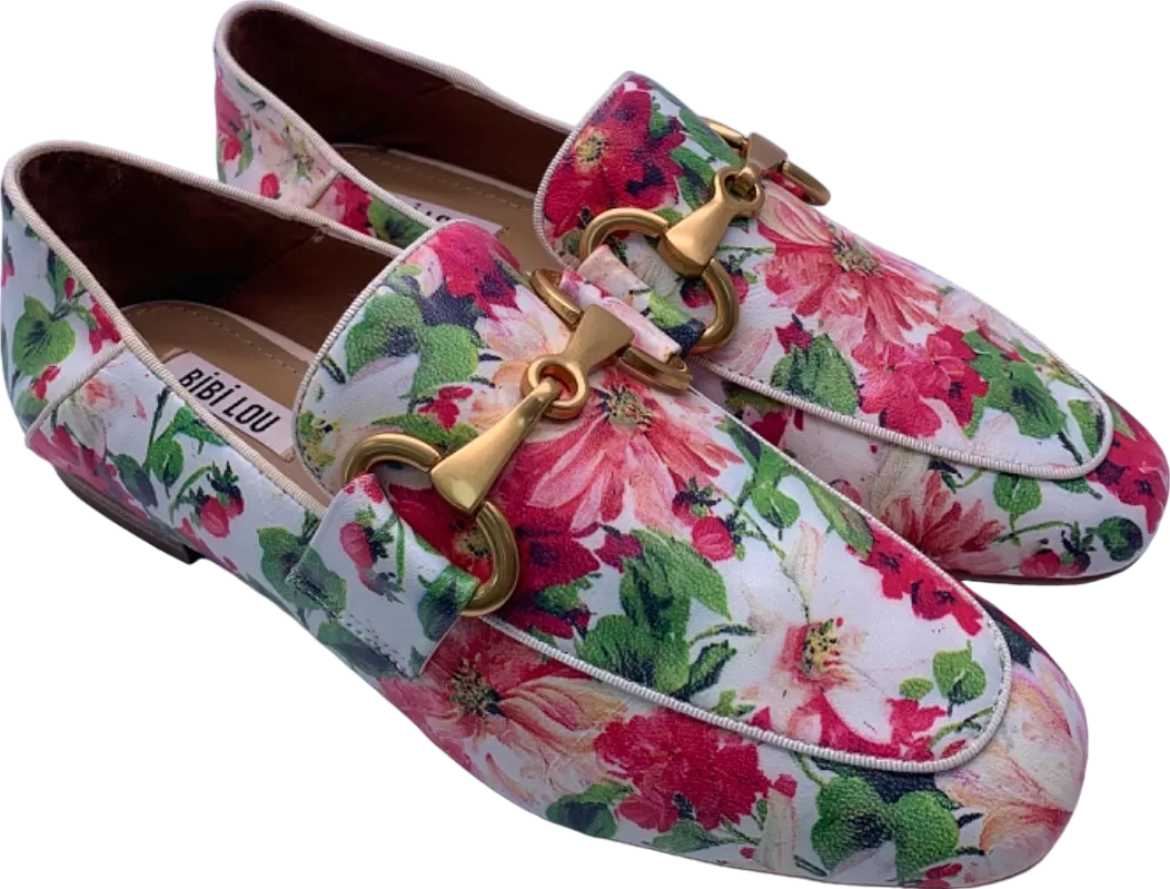 Bibi Lou Pink Floral Print Loafers UK Size 6