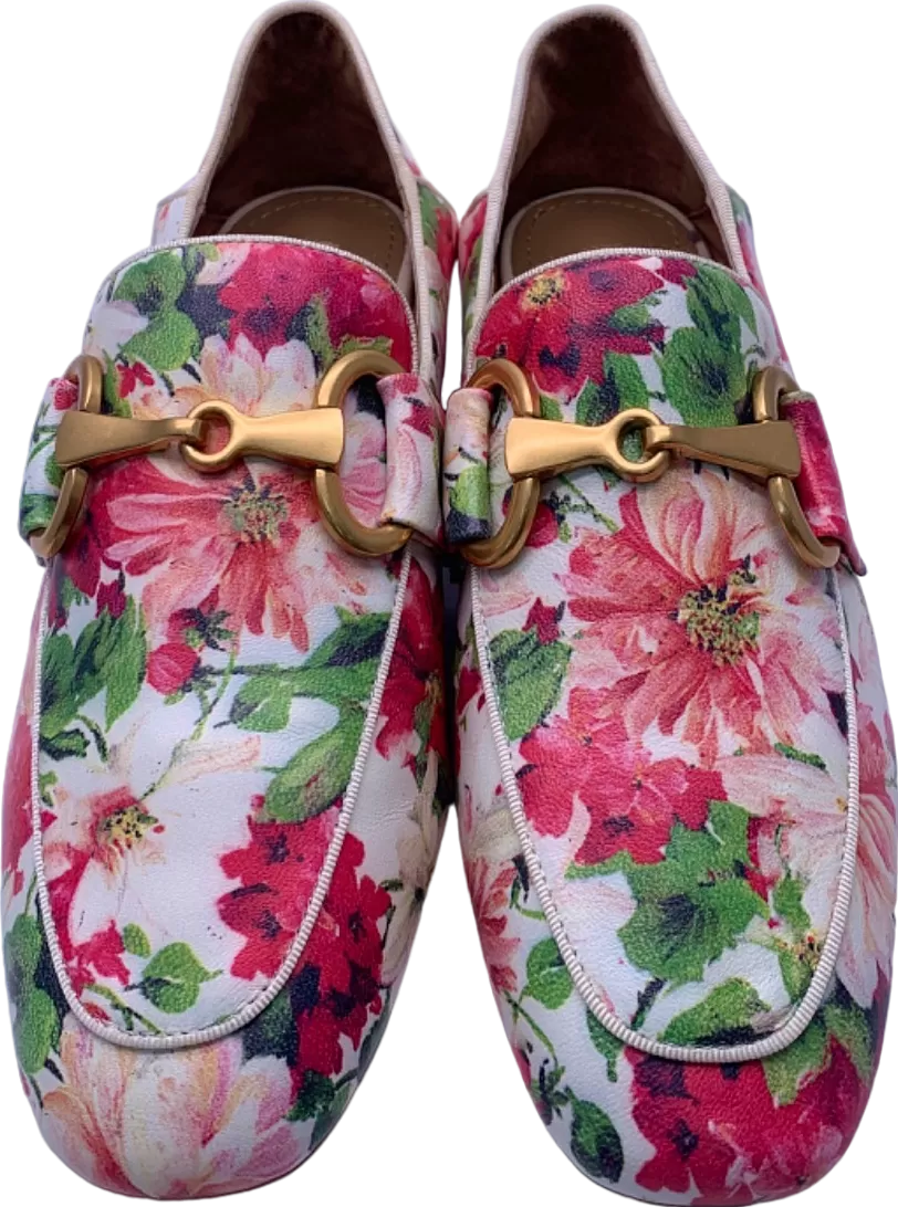 Bibi Lou Pink Floral Print Loafers UK Size 6