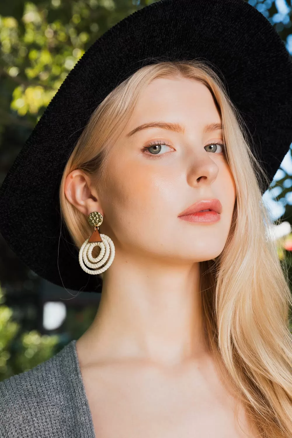 Bohemian Dream Rattan Circle Drop Earrings