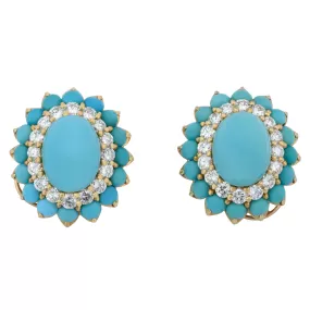 Boucheron Turquoise and Diamond Earrings