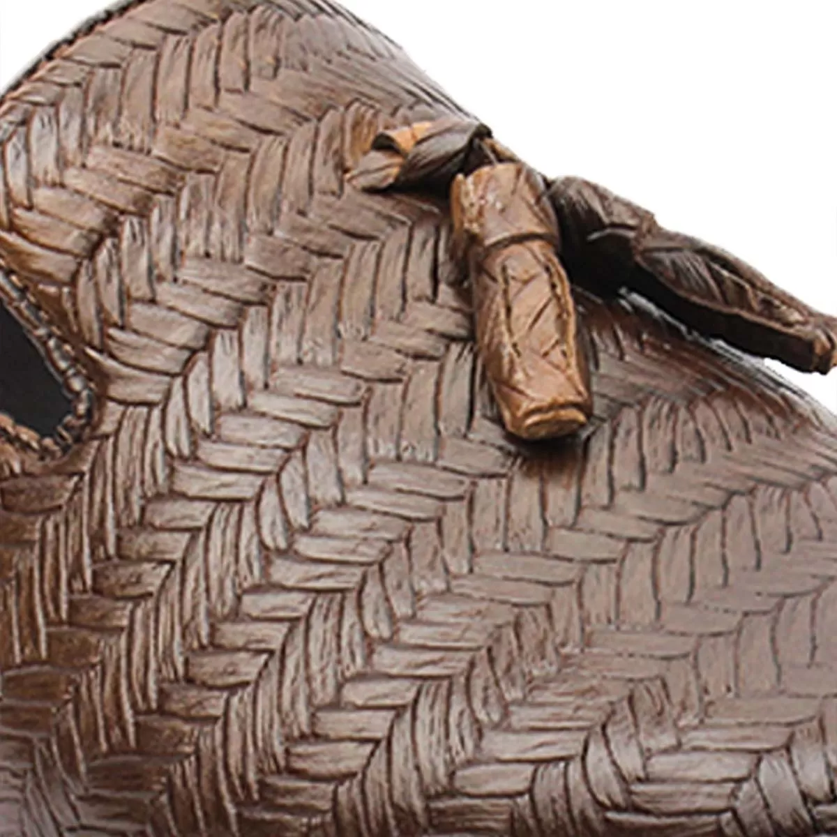 Brown Textured Tassel Loafers