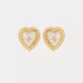 Butterfly Heart Stud Earrings