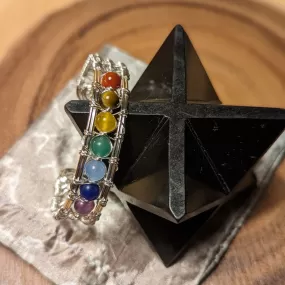 Chakra Stone Bracelet Wire Wrapped Cuff Design~ Beaded Jewelry made by Hand~ Tucson Unboxing!