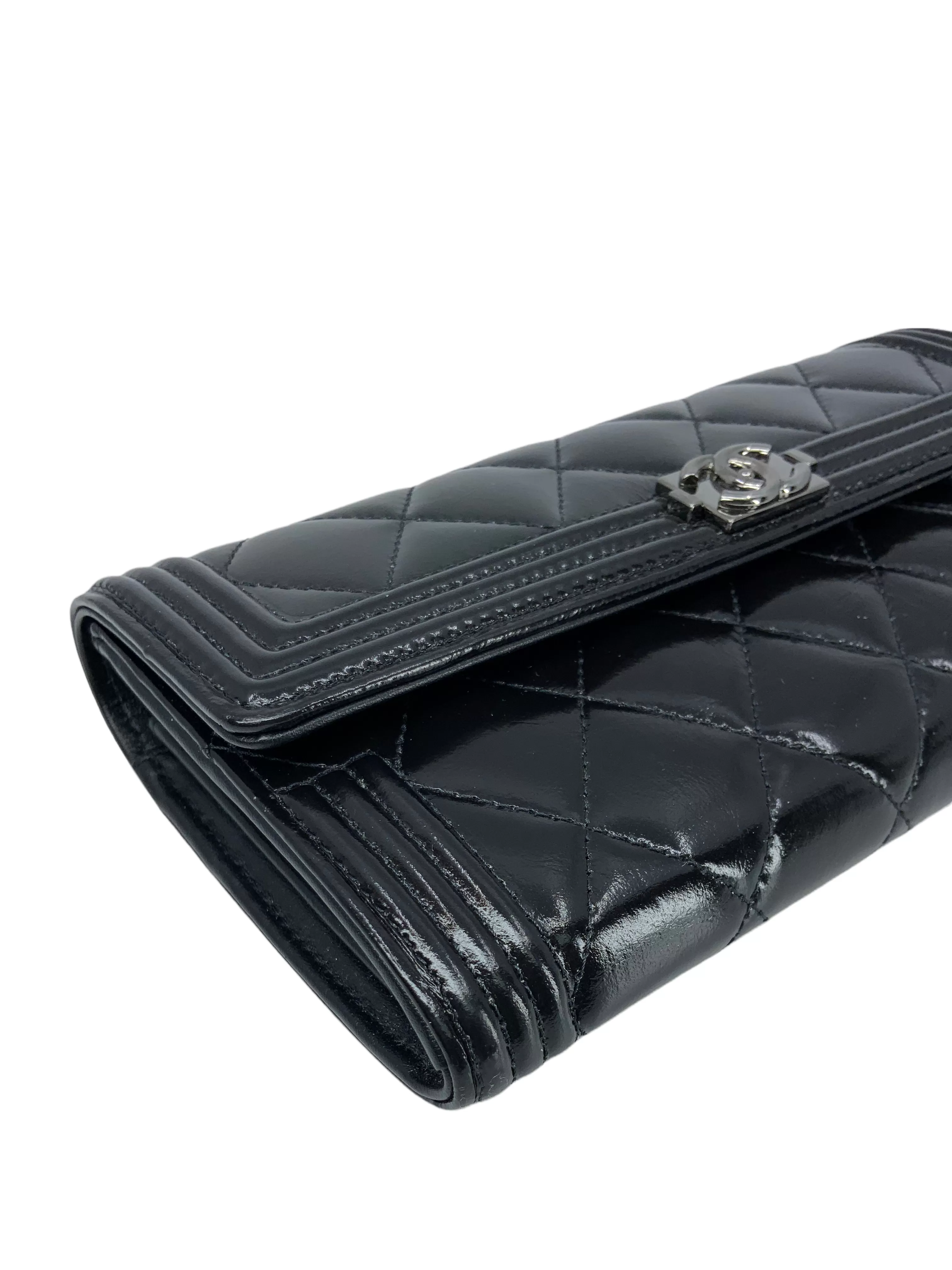 Chanel Quilted Glazed Aged Calfskin Long Boy Flap Wallet