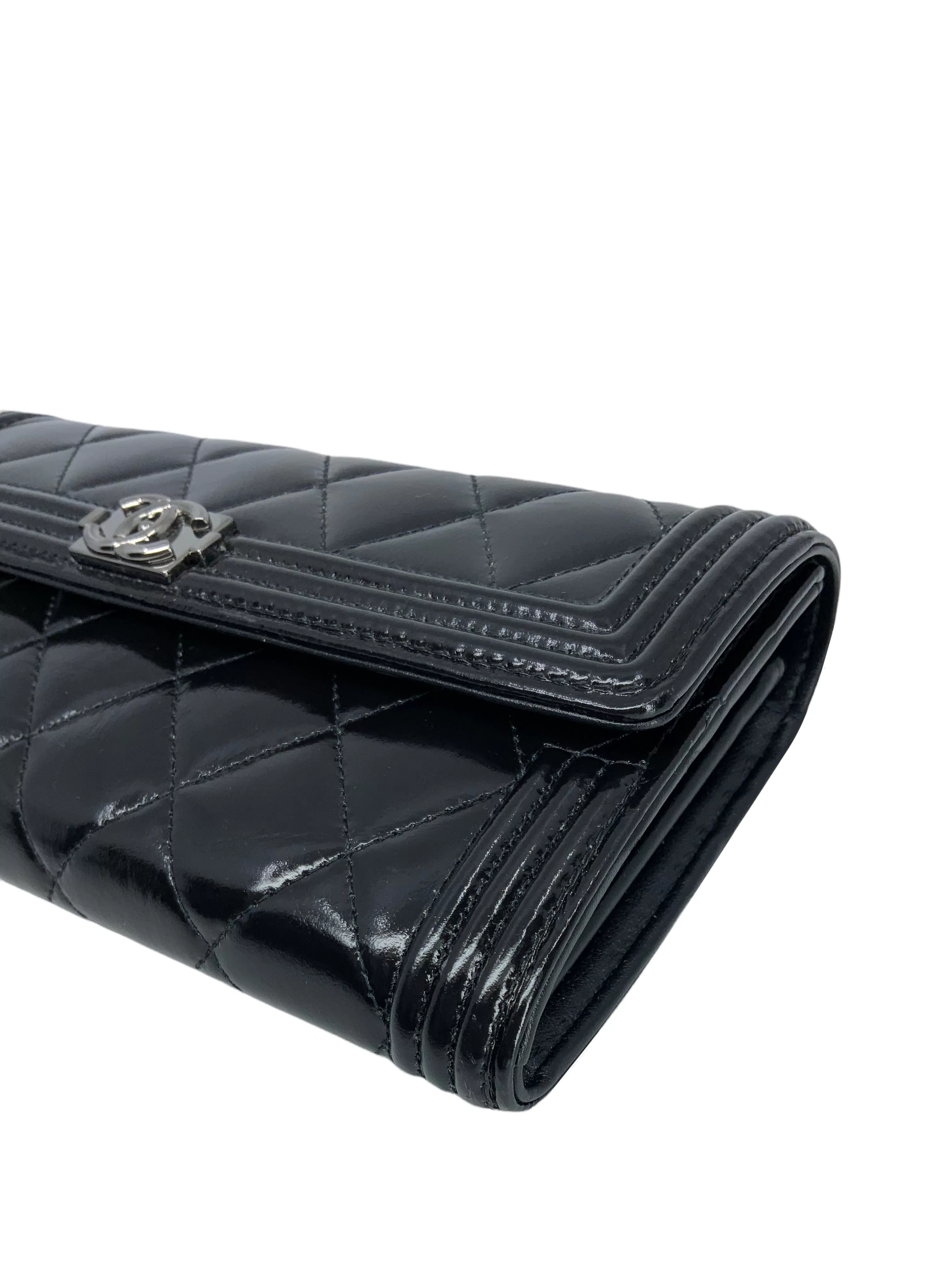 Chanel Quilted Glazed Aged Calfskin Long Boy Flap Wallet