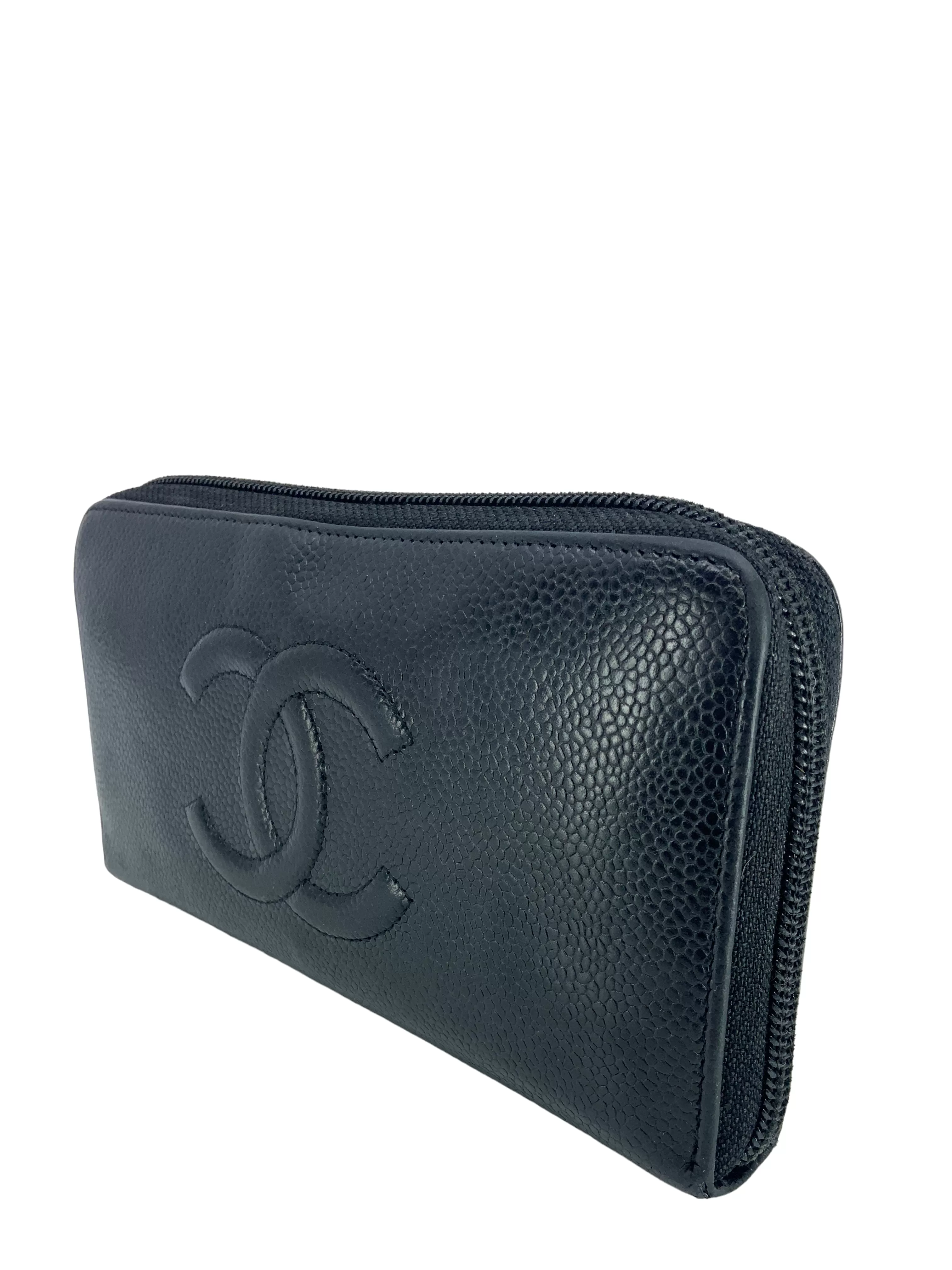 CHANEL Timeless CC Long Caviar Zipper Wallet