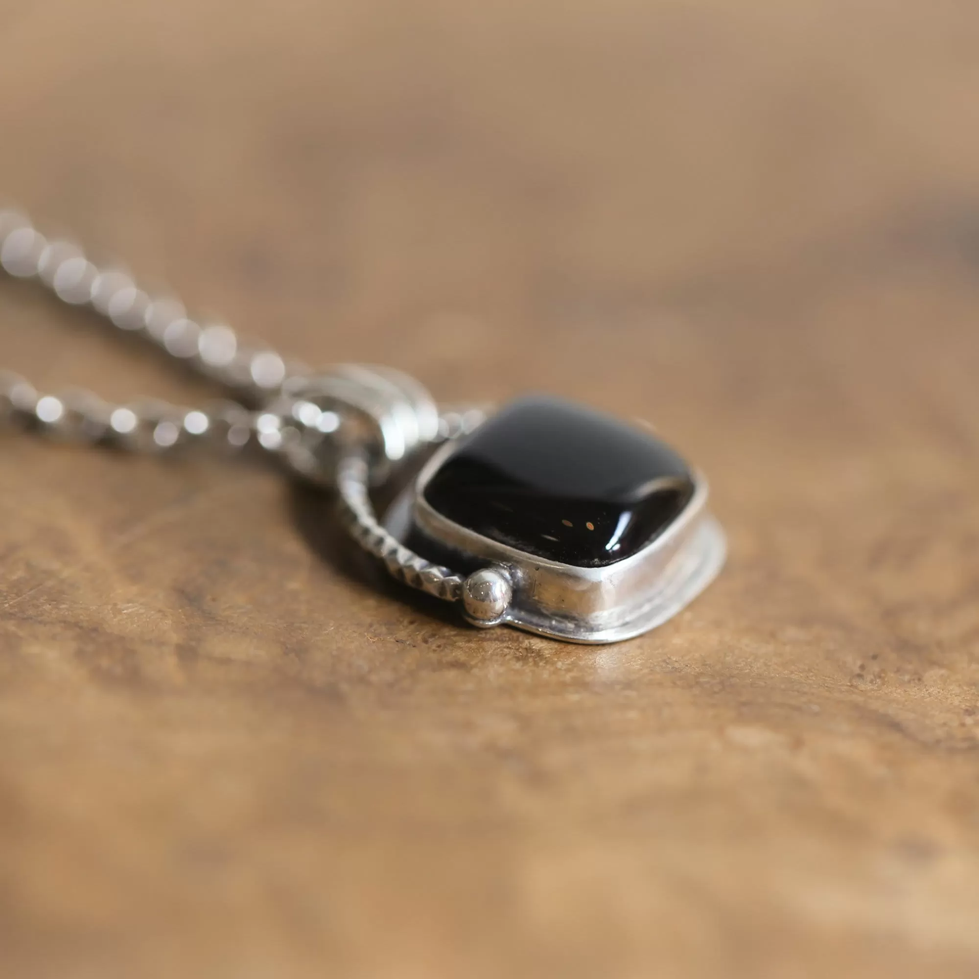 Chelsea Necklace  - Black Agate Pendant - Silversmith - Black Agate Necklace