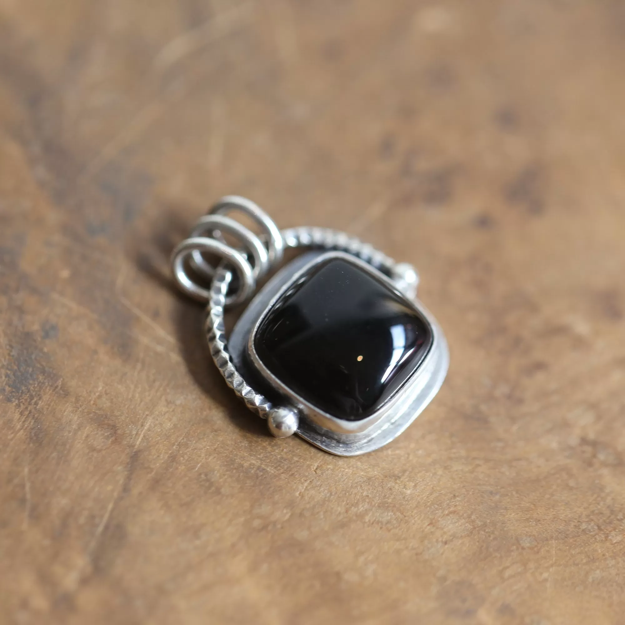 Chelsea Necklace  - Black Agate Pendant - Silversmith - Black Agate Necklace