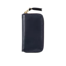 COMME DES GARCONS SA410X CLASSIC LEATHER ZIP WALLET NAVY