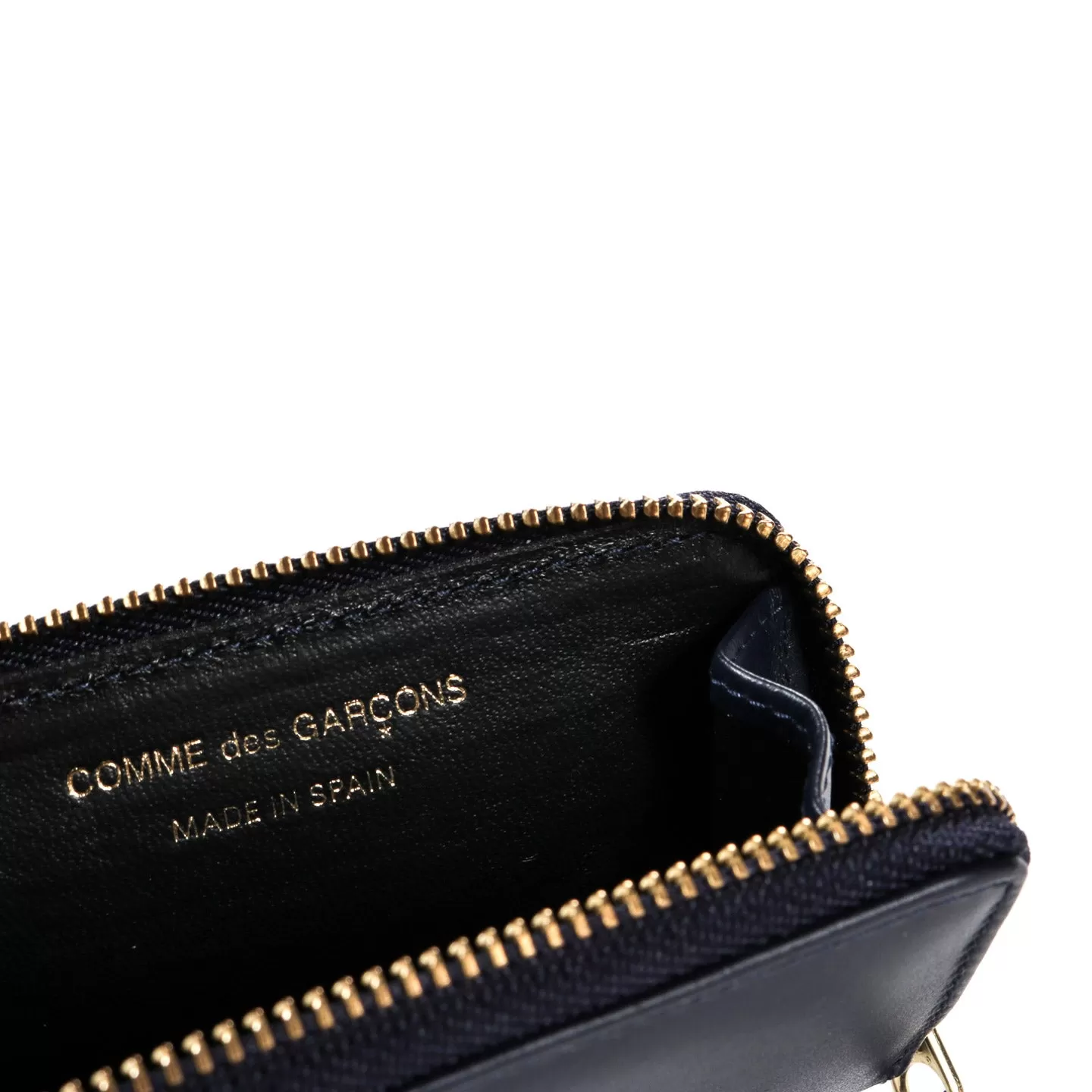 COMME DES GARCONS SA410X CLASSIC LEATHER ZIP WALLET NAVY