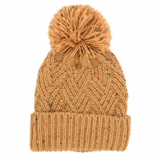 Confetti Diagonal Stripes Pompom Knit Beanie