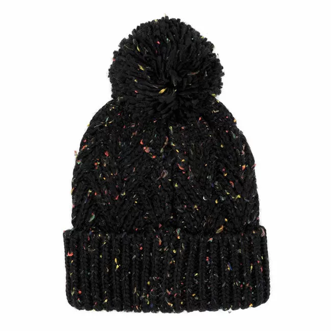 Confetti Diagonal Stripes Pompom Knit Beanie