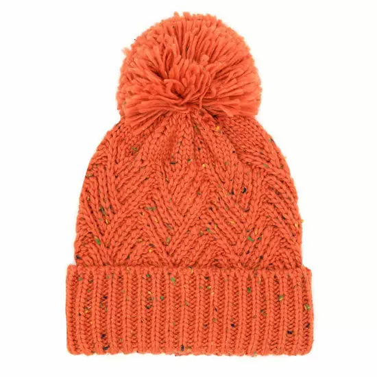 Confetti Diagonal Stripes Pompom Knit Beanie