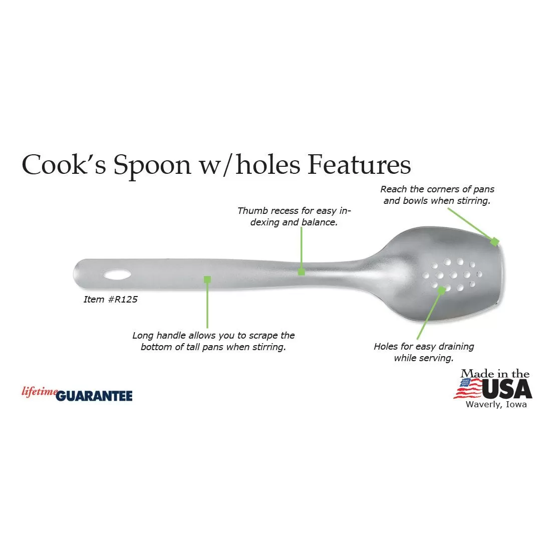 Cook's Spoon with Holes by Rada Cutlery Made in USA R125