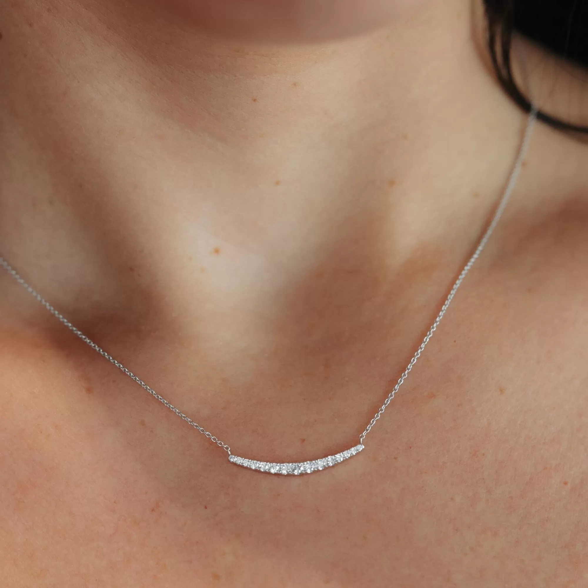 Curved Bar Diamond Necklace