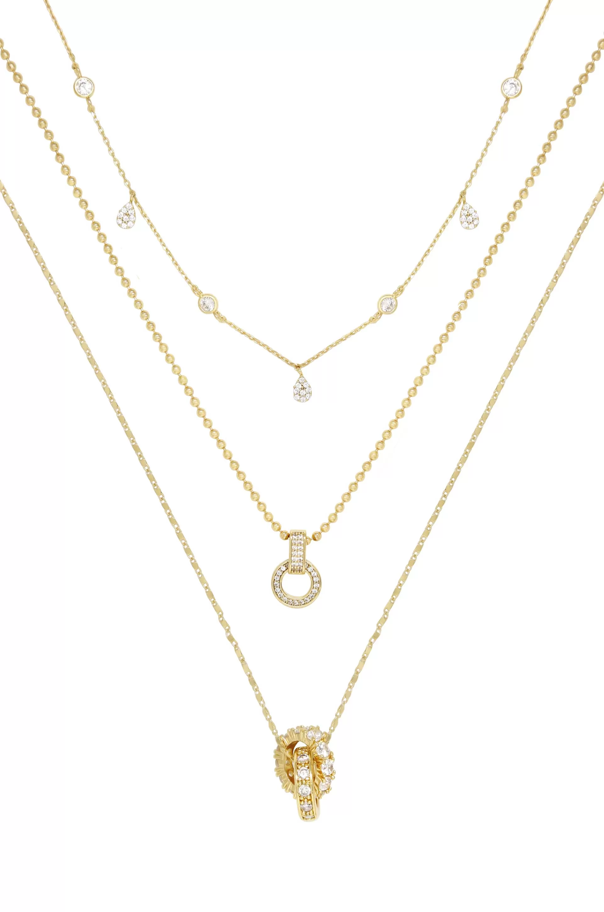 Dainty Crystal Trio Necklace Set