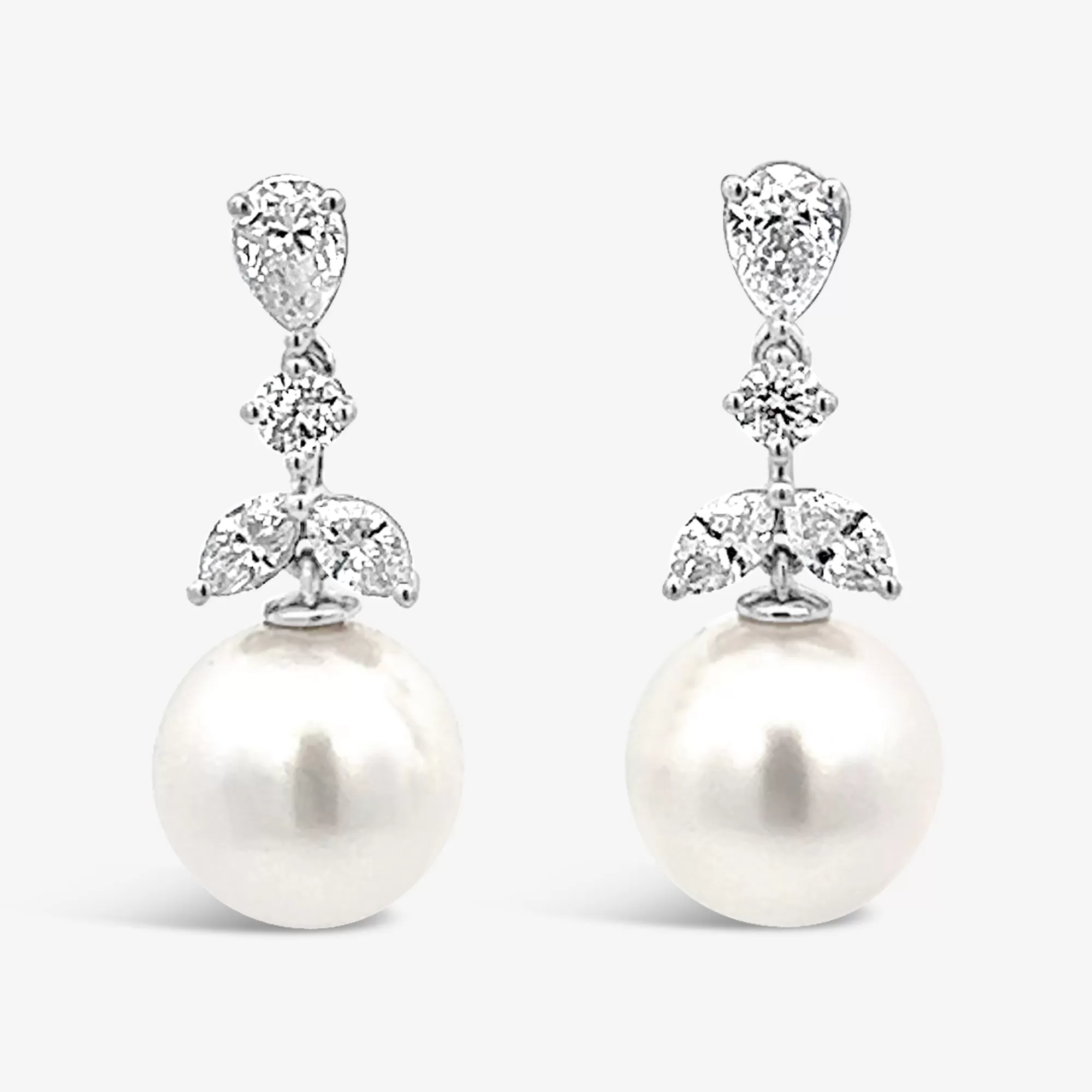 Diamond and Pearl Drop Earrings