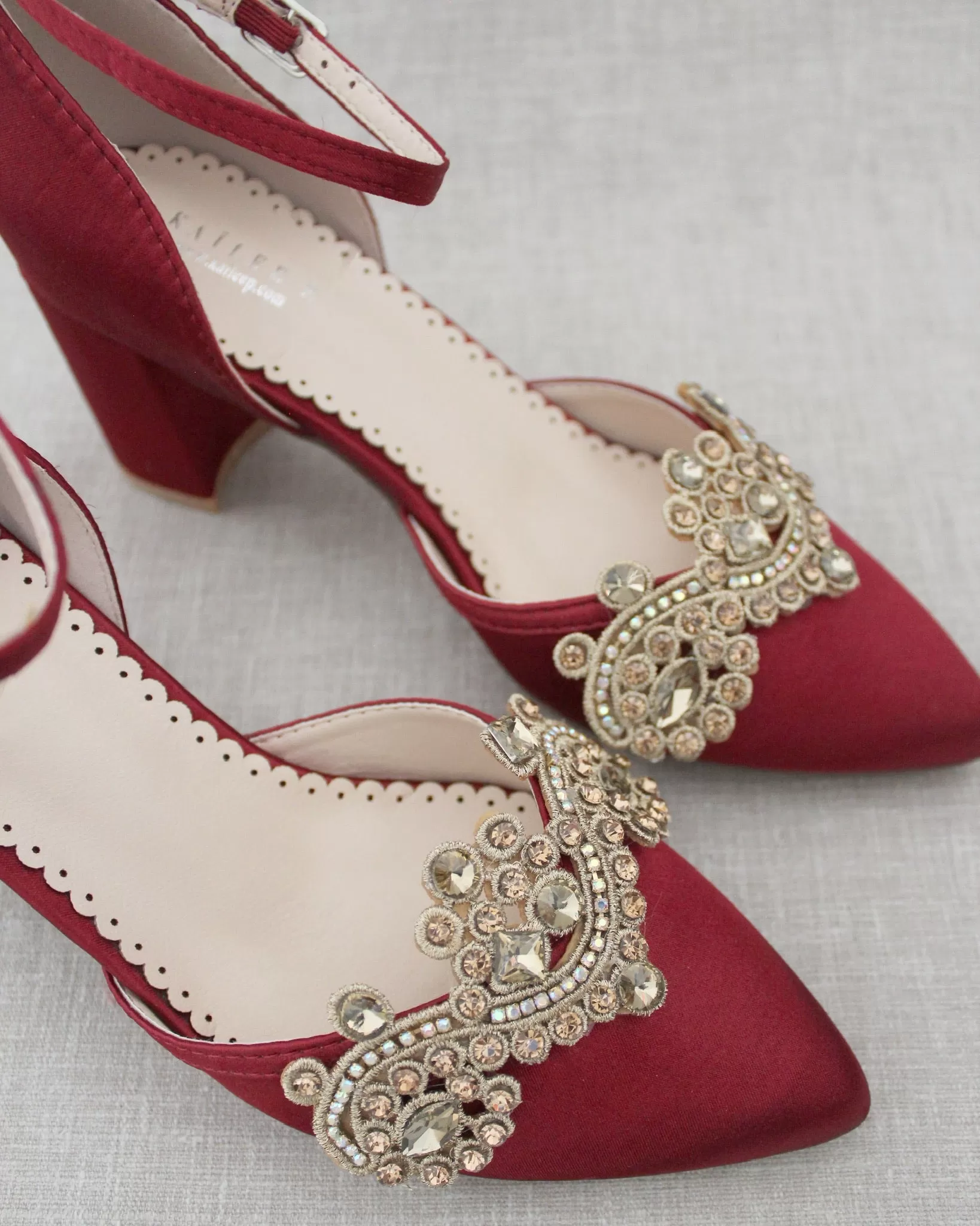 Evening Block Heel with Rhinestones Detail