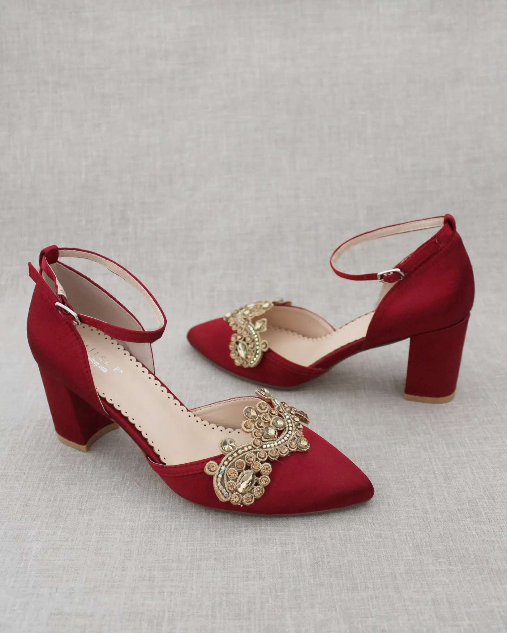 Evening Block Heel with Rhinestones Detail