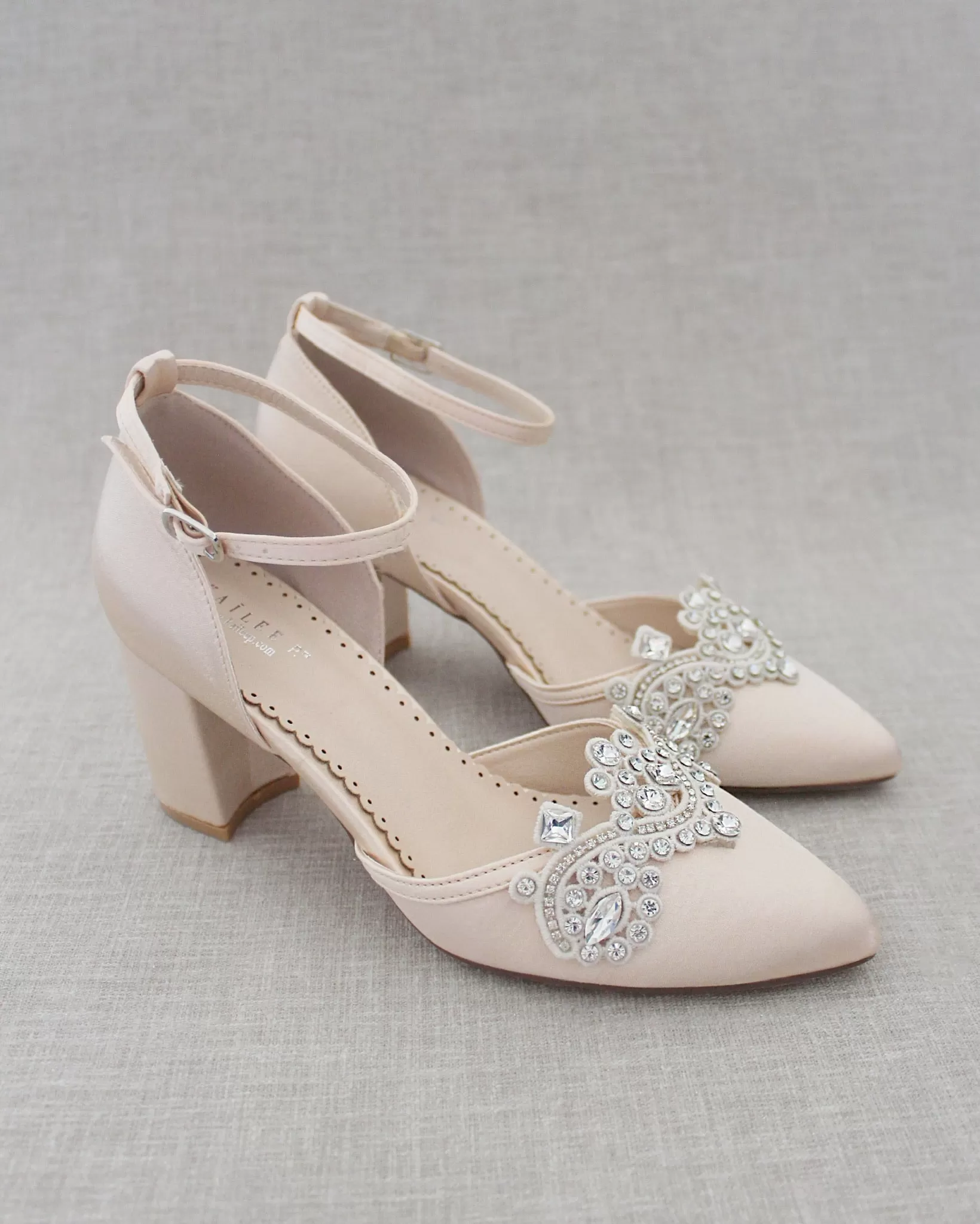 Evening Block Heel with Rhinestones Detail