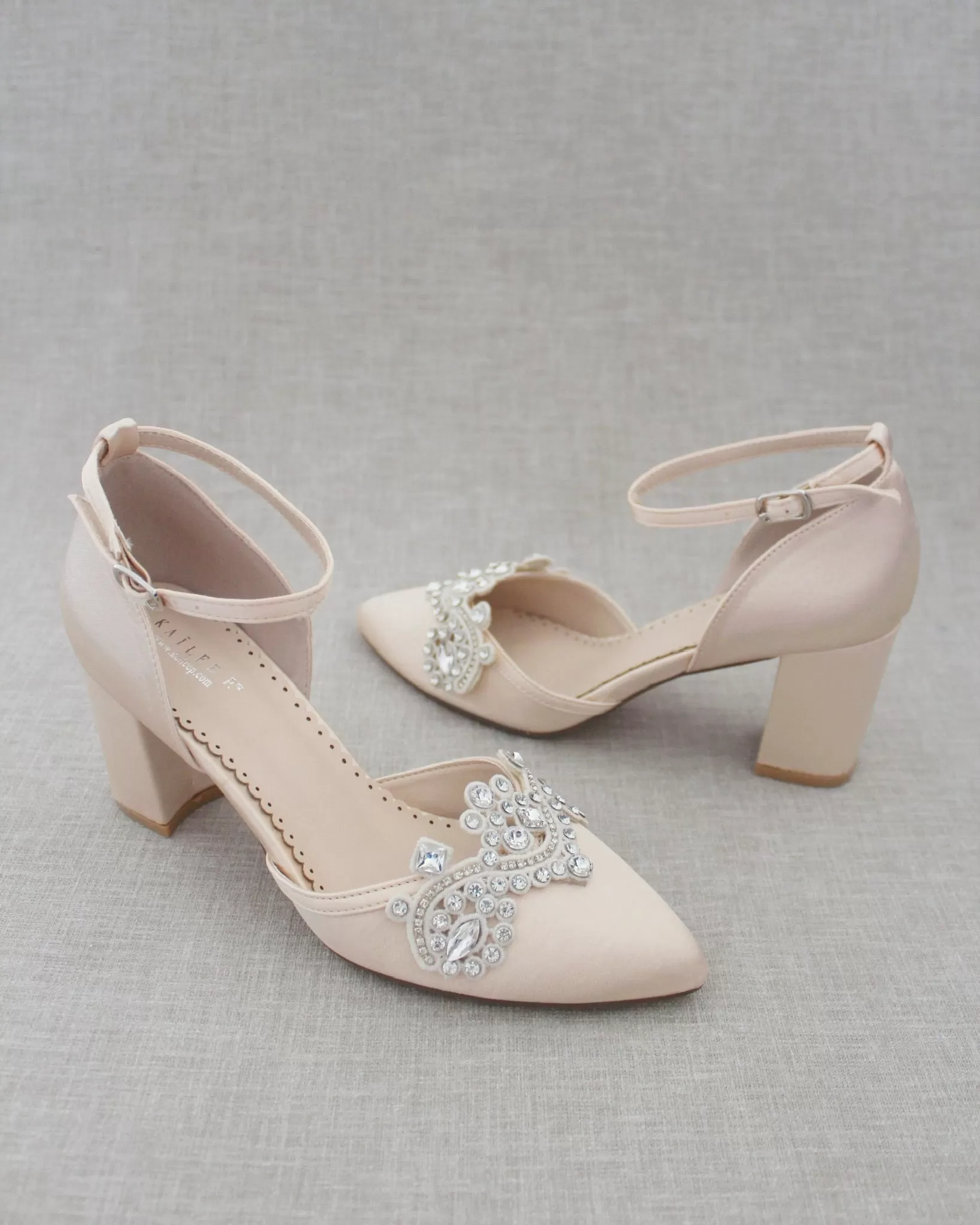 Evening Block Heel with Rhinestones Detail