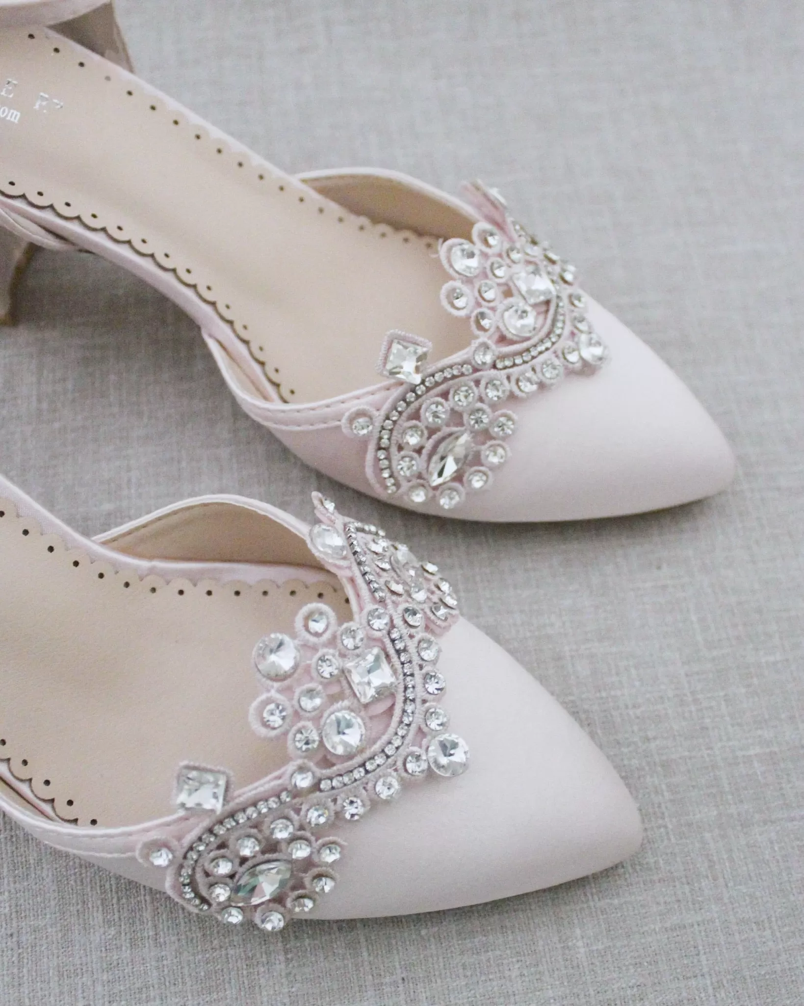 Evening Block Heel with Rhinestones Detail