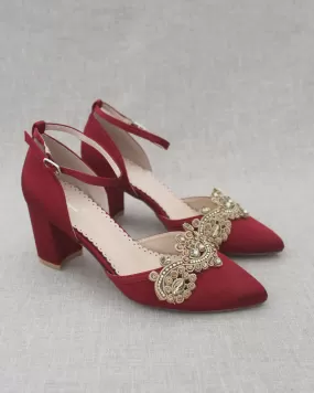 Evening Block Heel with Rhinestones Detail