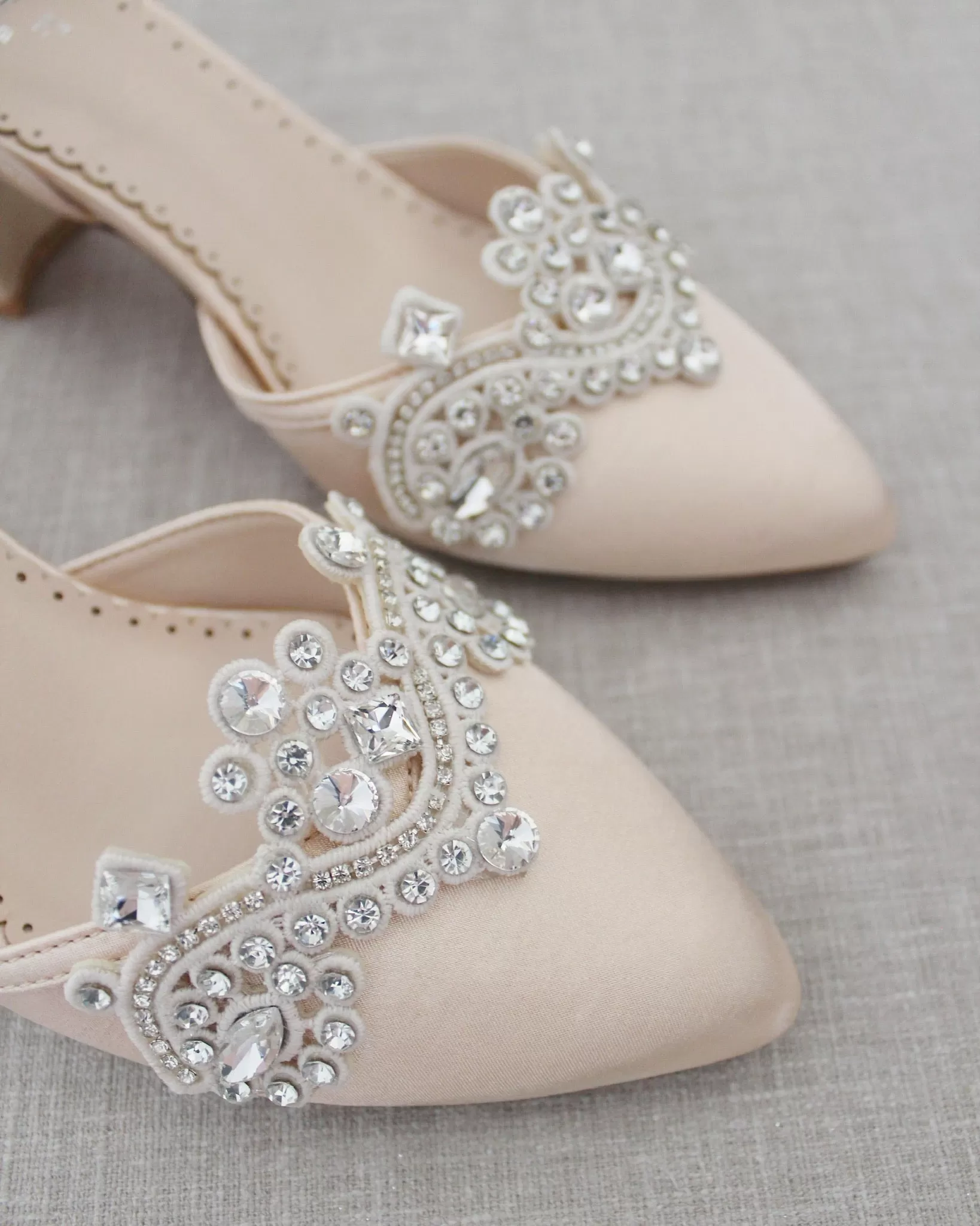 Evening Block Heel with Rhinestones Detail