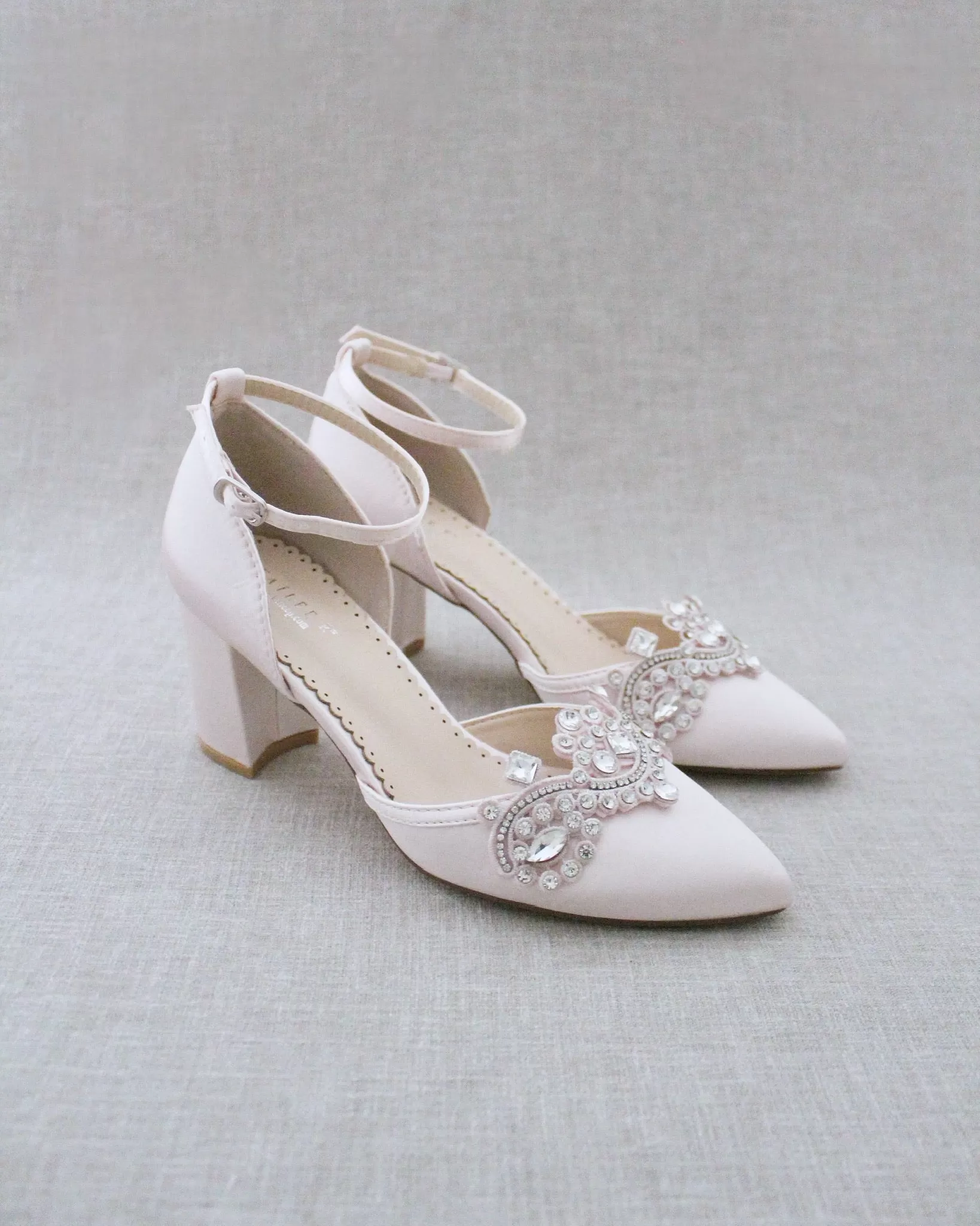 Evening Block Heel with Rhinestones Detail