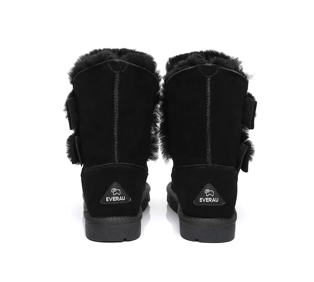 EVERAU Sheepskin Double Bow Boots Women Eira