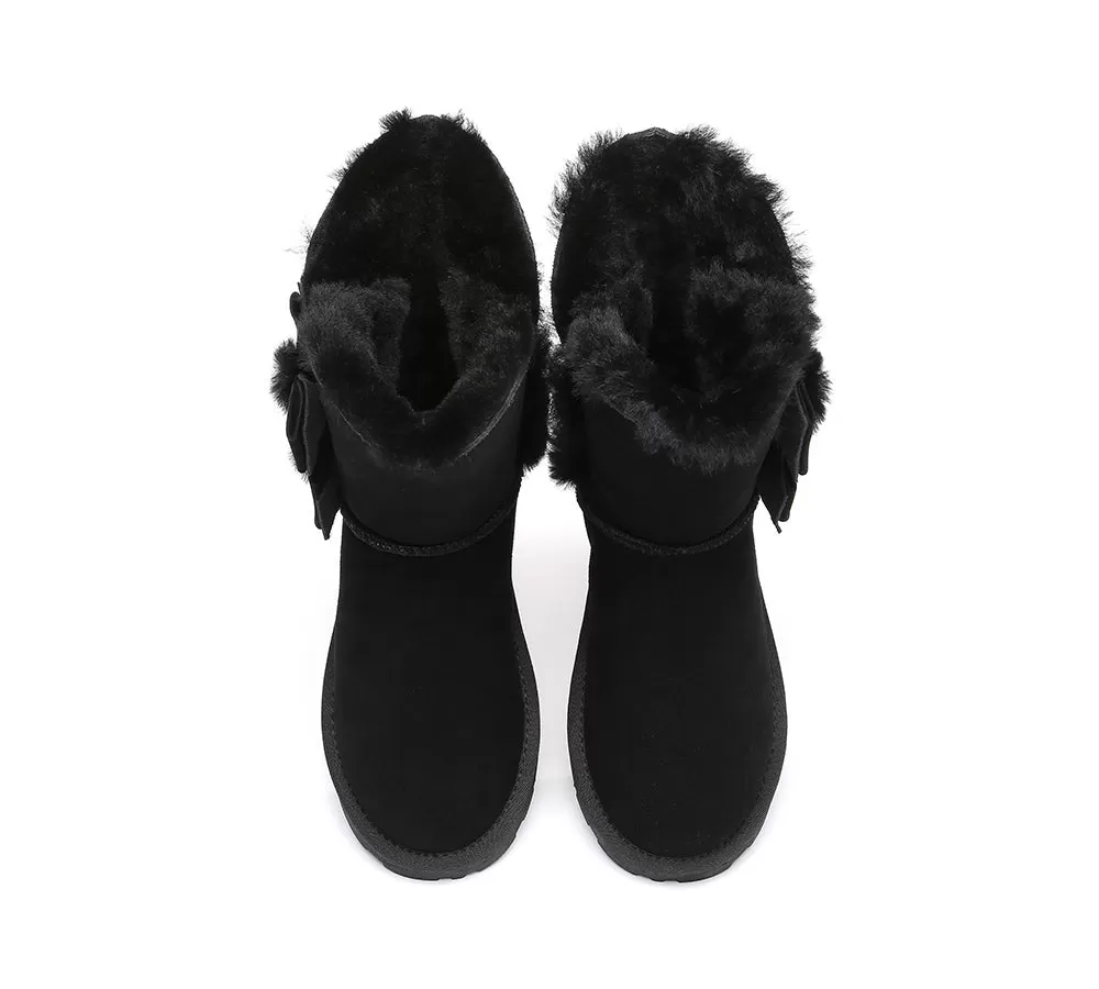 EVERAU Sheepskin Double Bow Boots Women Eira